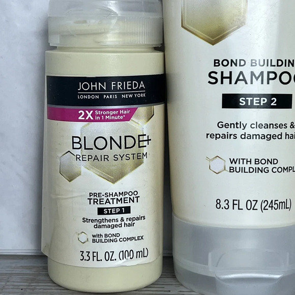 John Frieda Blonde+ Bond Building 3 Piece Set pre Shampoo, Shampoo, &Conditioner - Picture 3 of 12